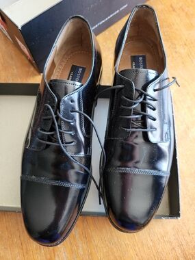 Bostonian Black Gloss Cap-Toe Lace-Up Oxfords